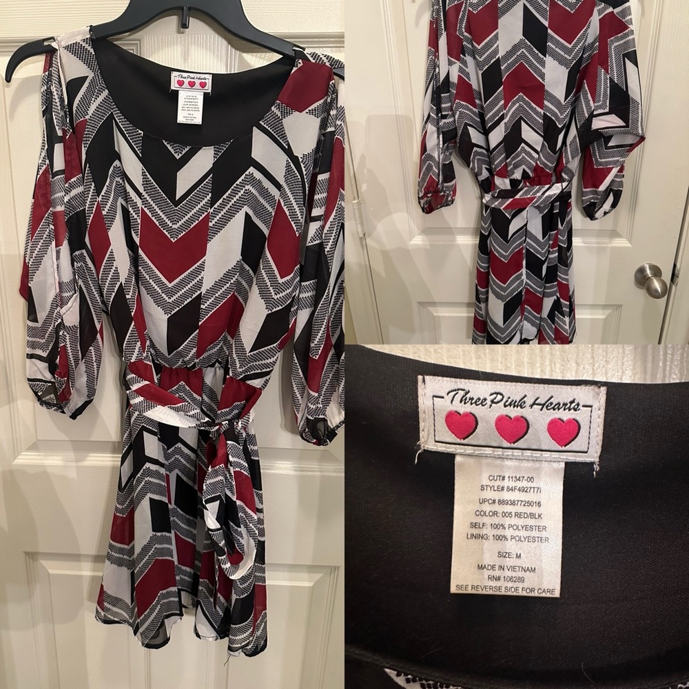 Maurices Red and Black Chevron Dress